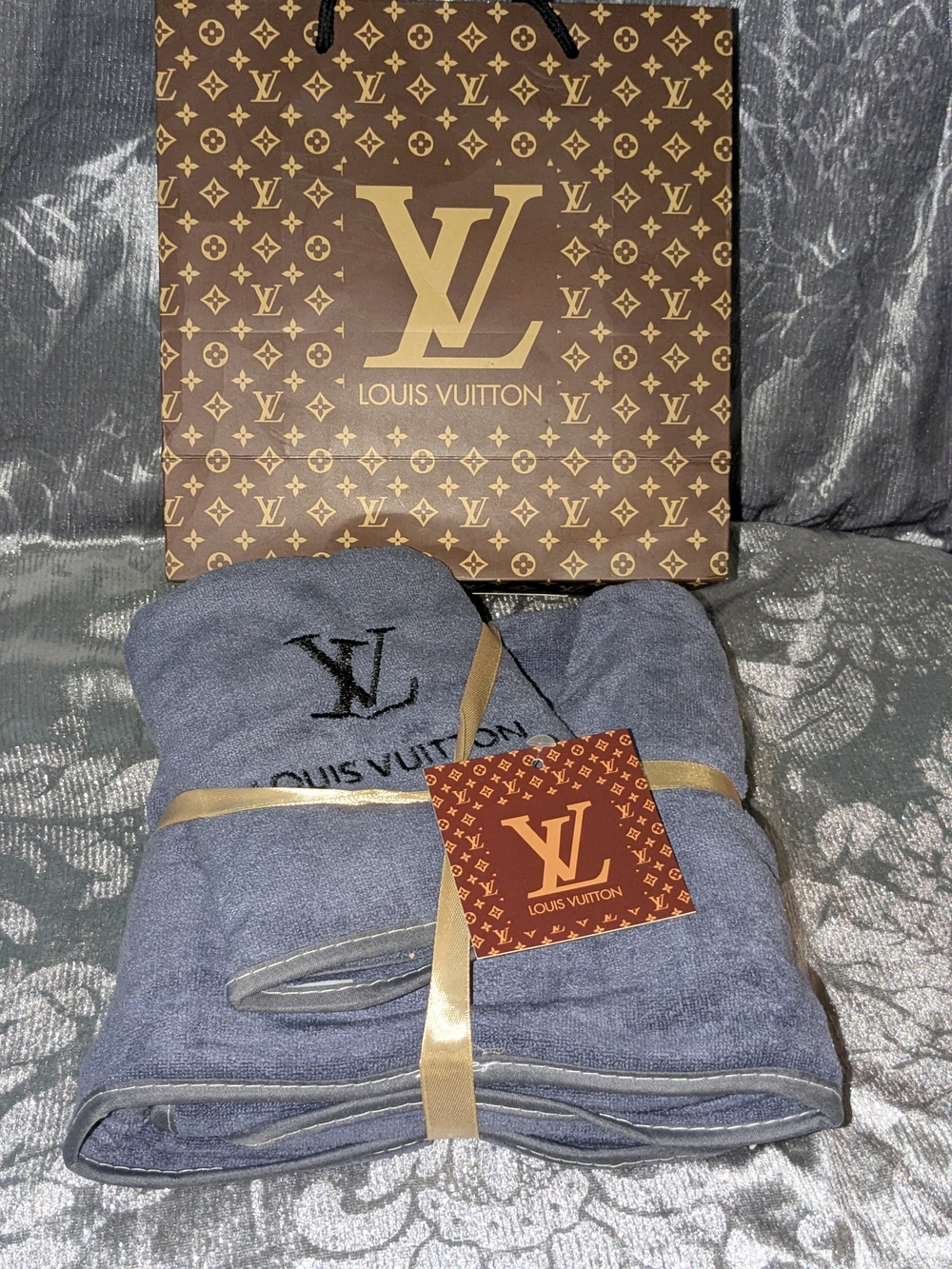 Louis Vuitton Gray Embroidered Men’s Towelling Bag